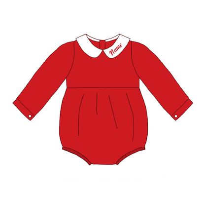 Red Corduroy Personalized Christmas Sibling Clothes – Custom Name Embroidery