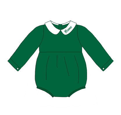 Green Corduroy Personalized Christmas Sibling Clothes – Custom Name Embroidery