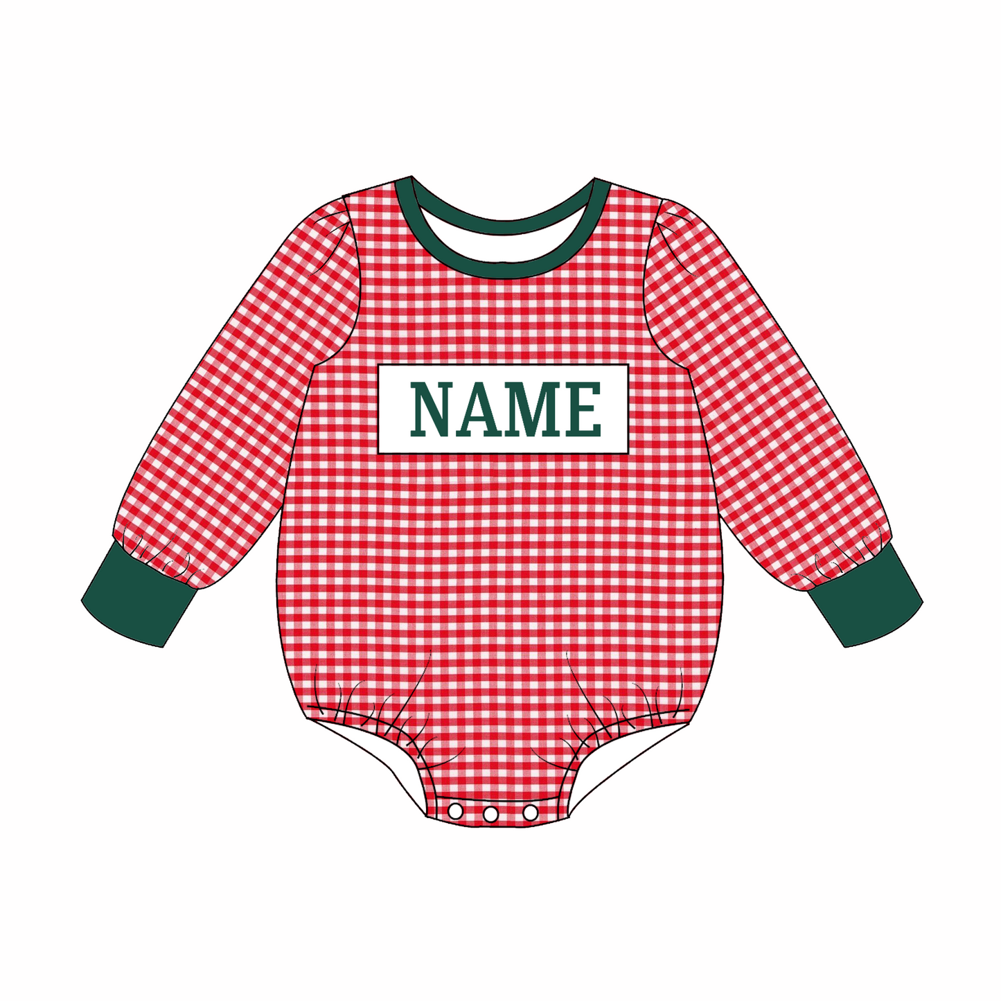 Kids Christmas CUSTOM NAME Embroidery Red Plaid Sibling Clothes