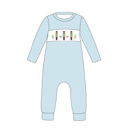 Kids Christmas Nutcracker Embroidered Smocked Outfits