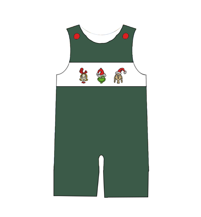Kids Christmas Ginch Embroidered Smocked Outfits Collection