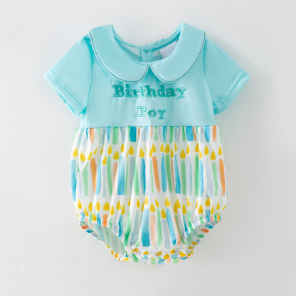 Kids Spring Summer Brithday Embroidery Candle Sibling Set