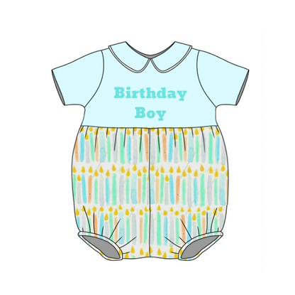 Kids Spring Summer Brithday Embroidery Candle Sibling Set