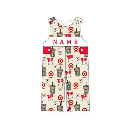 Kids Summer Red Cartoon Smocked Custom Name Holiday Outfits