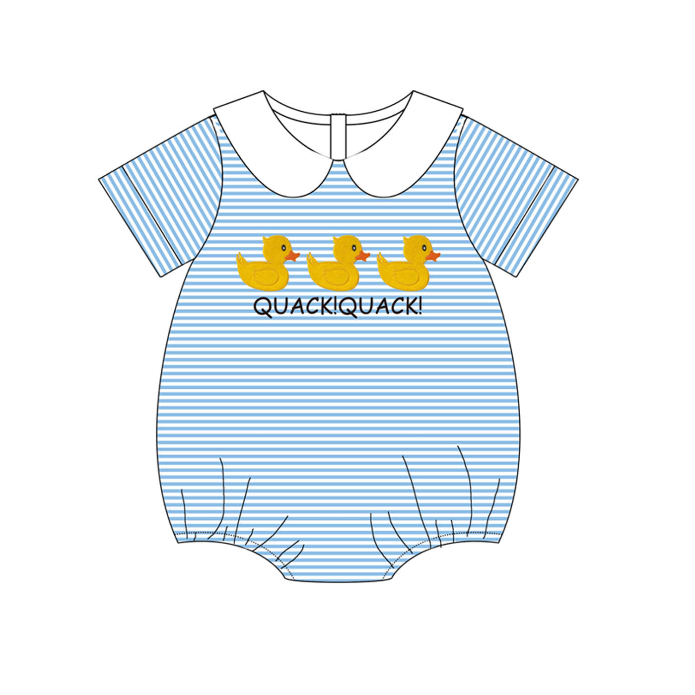 Easter Little Duck Smocked Embroidery Collection – Blue & White Stripes | New Arrival