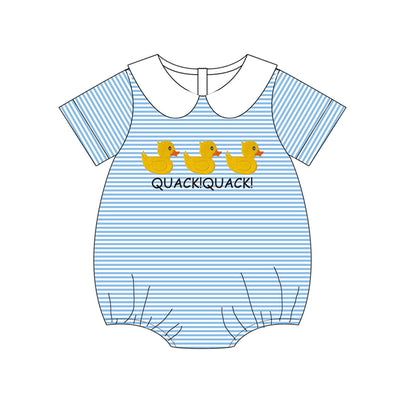 Easter Little Duck Smocked Embroidery Collection – Blue & White Stripes | New Arrival