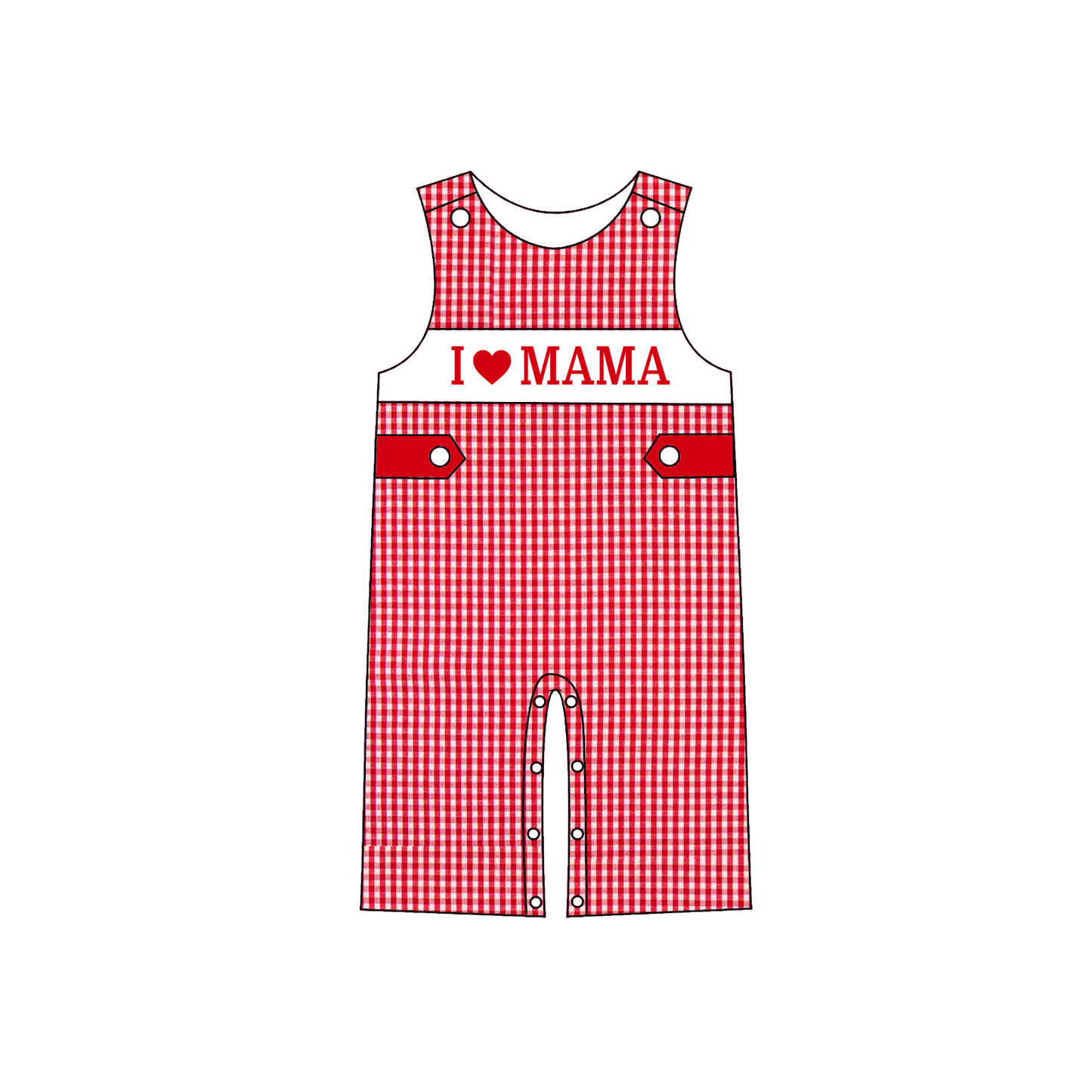 2026 Summer V-days Boys Custom Name I LOVE MAMA Smocked Collection