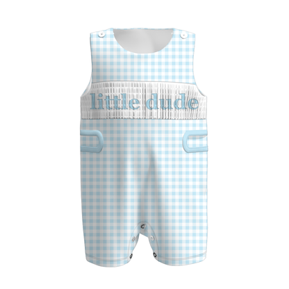 2026 Spring Summer Blue Bow Smock Embroidery Kids Outfits Collection