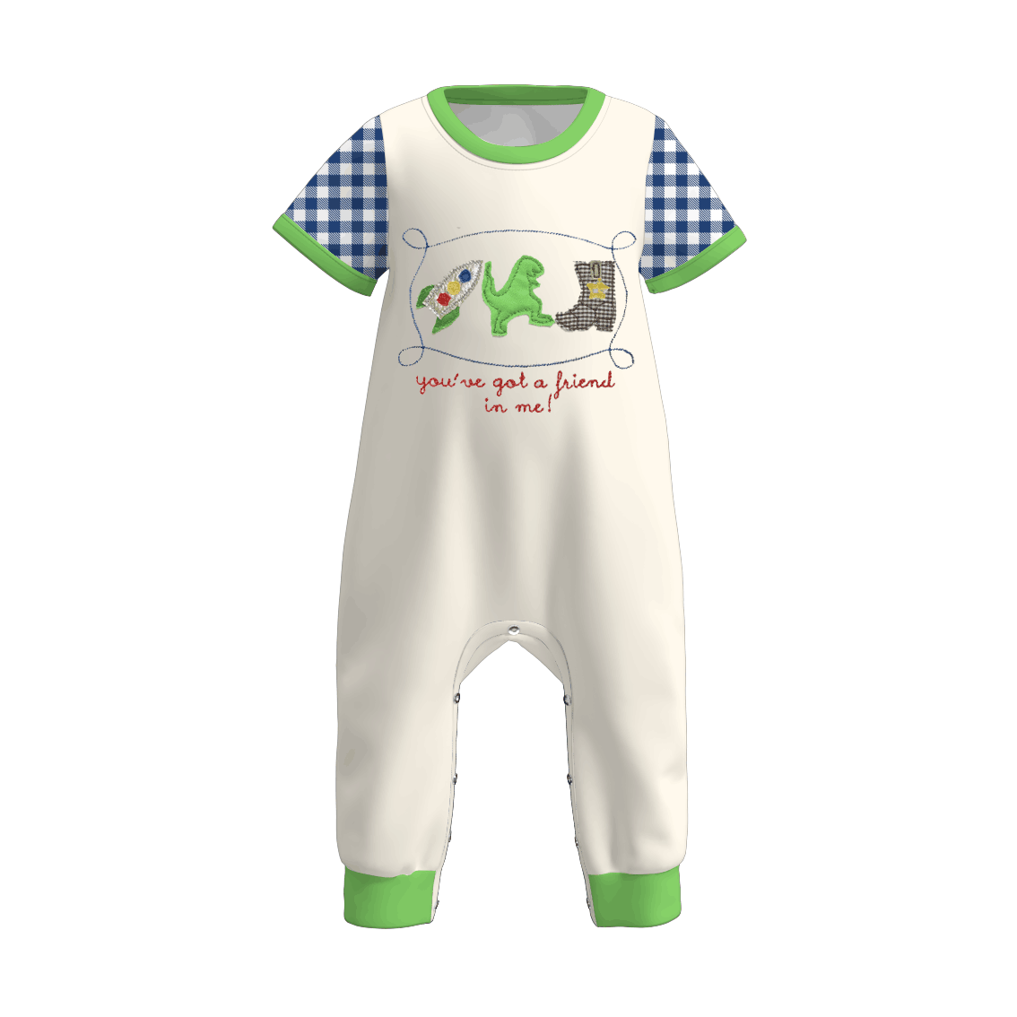 Boys Summer Dinosour "You've got a friend in me" Embroidery Set & Romper