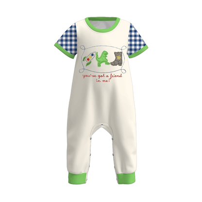 Boys Summer Dinosour "You've got a friend in me" Embroidery Set & Romper