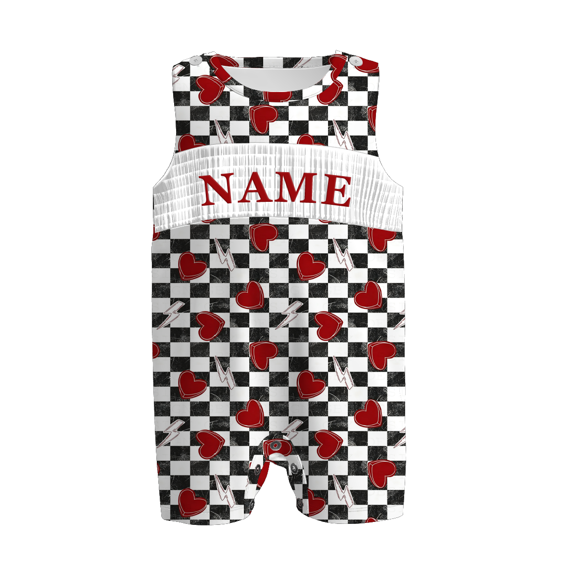 Boys V-days Fire Engine Custom Name Smock Embroidery Top & Romper