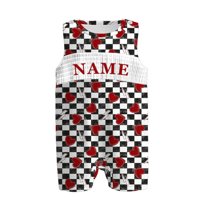 Boys V-days Fire Engine Custom Name Smock Embroidery Top & Romper