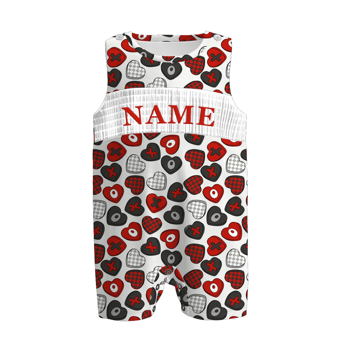 Boys Valentine's Day Heart Custom Name Smock Embroidery Top & Romper
