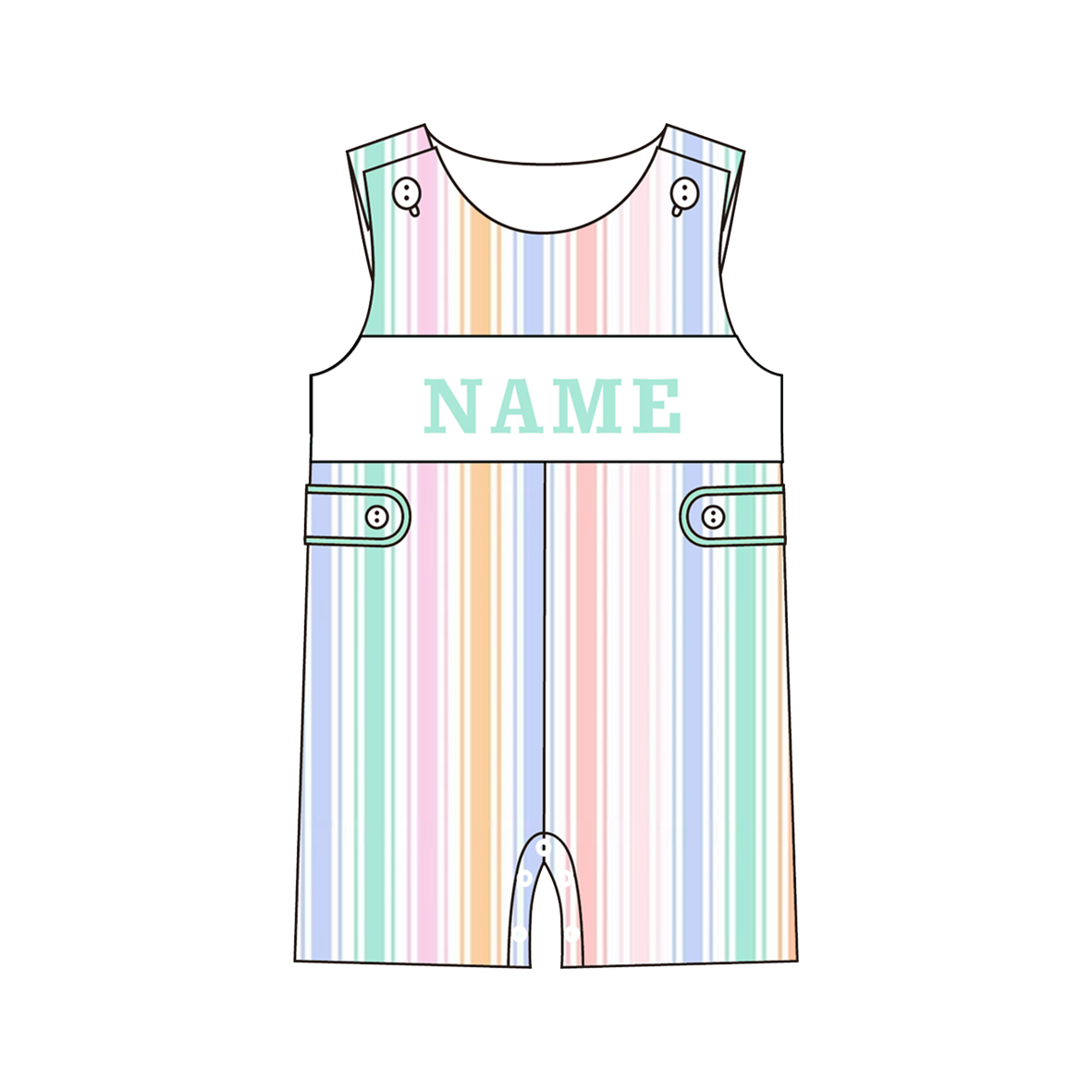 Summer Pastel Stripe Princess Kids Outfits | Personalized Name Collection
