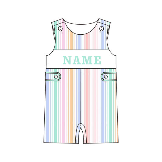 Summer Pastel Stripe Princess Kids Outfits | Personalized Name Collection