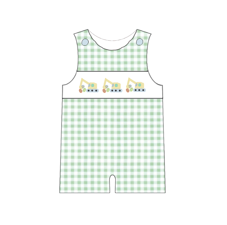 Summer Green Plaid Smocked Embroidery Collection