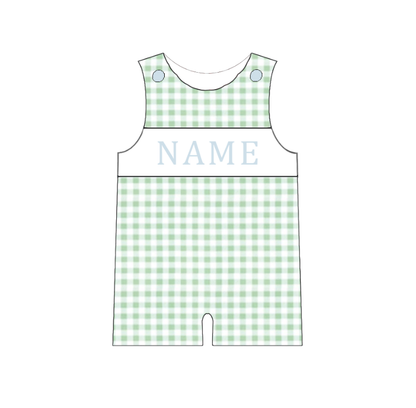 Summer Green Plaid Custom Name Smocked Embroidery Collection