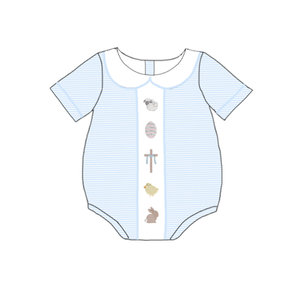 Summer Easter Eggs Cross Smocked Embroidery Pink Blue Collection