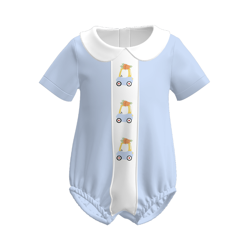 Easter Carrot Car Embroidered Kids Summer Outfit Set