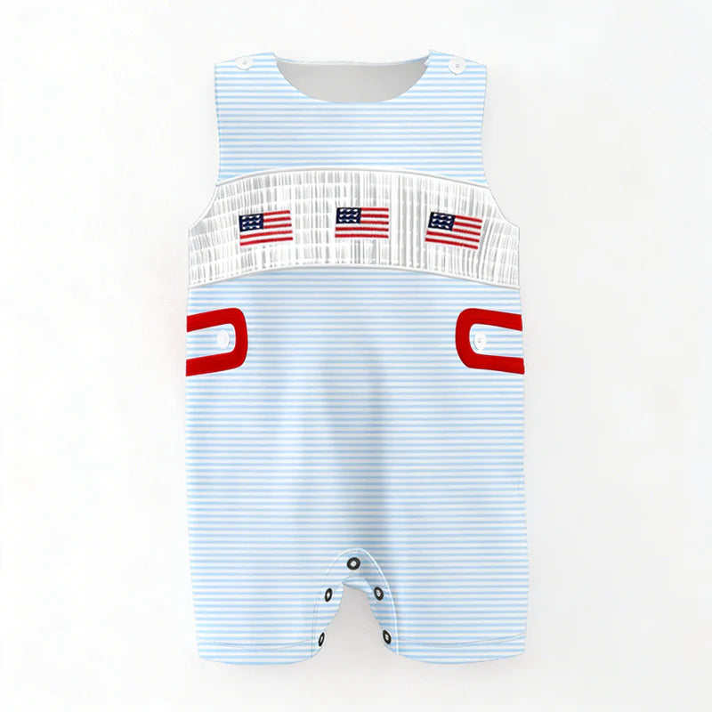 July 4th Baby Kids USA Flag Smock Embroidery Romper