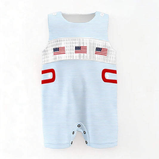 July 4th Baby Kids USA Flag Smock Embroidery Romper