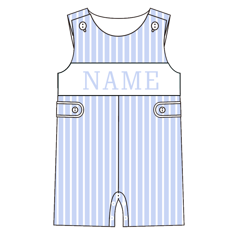 Summer Blue Floral Custom Name Smocked Embroidery Collection