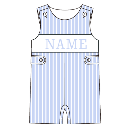 Summer Blue Floral Custom Name Smocked Embroidery Collection