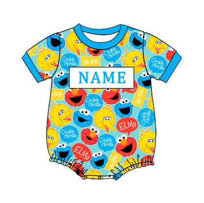 Smocked SESAME STREET Kids Collection – Embroidered Blue Custom Name Outfits