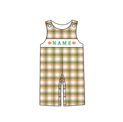 Kids Personalized Pumpkin Embroidery Collection | Custom Name Halloween Outfit | Dress, Bubble Romper, Jon Jon & Boys Set