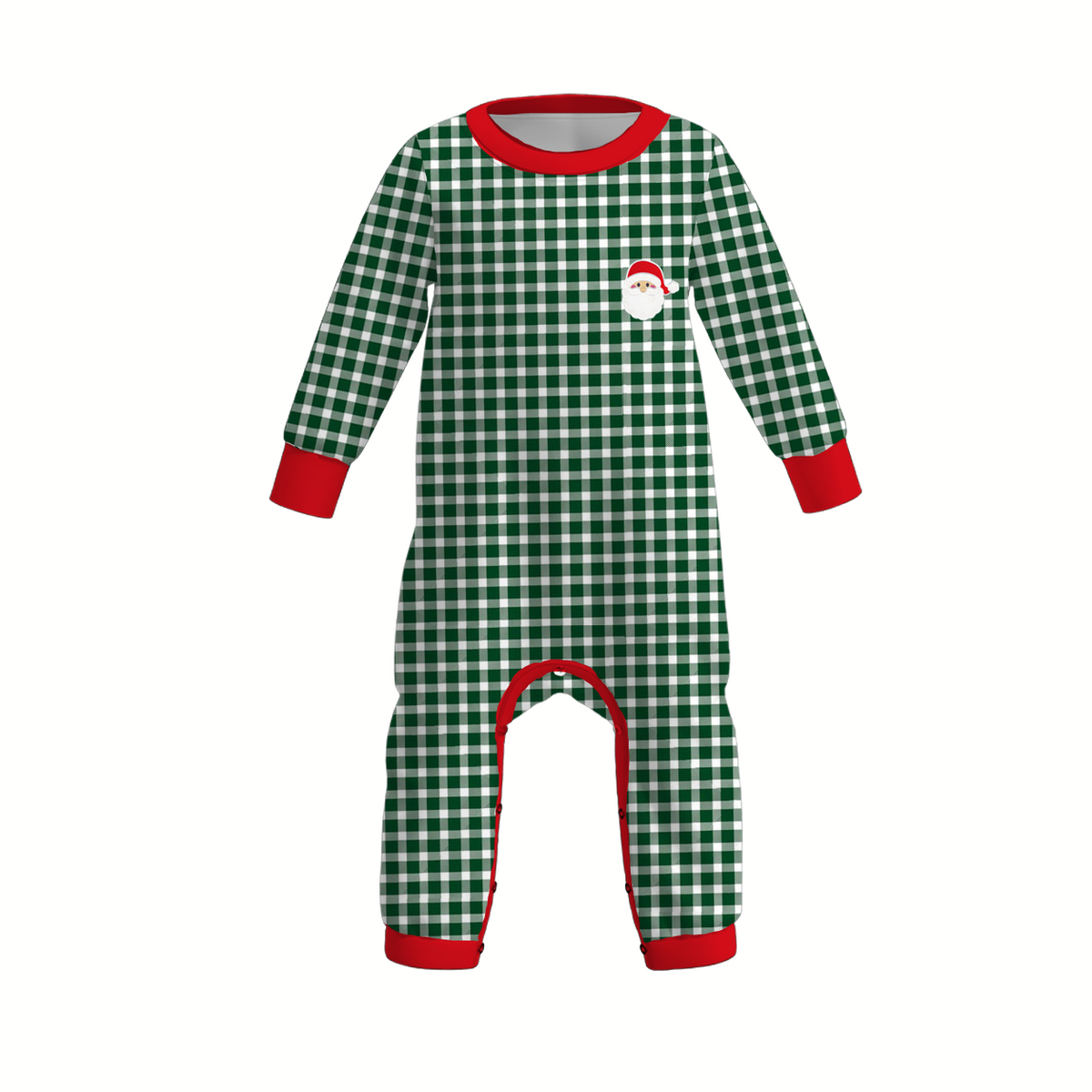 Christmas Santa Gingham Embroidered Family Matching Pajama Set – Mom, Dad & Kids Holiday Sleepwear