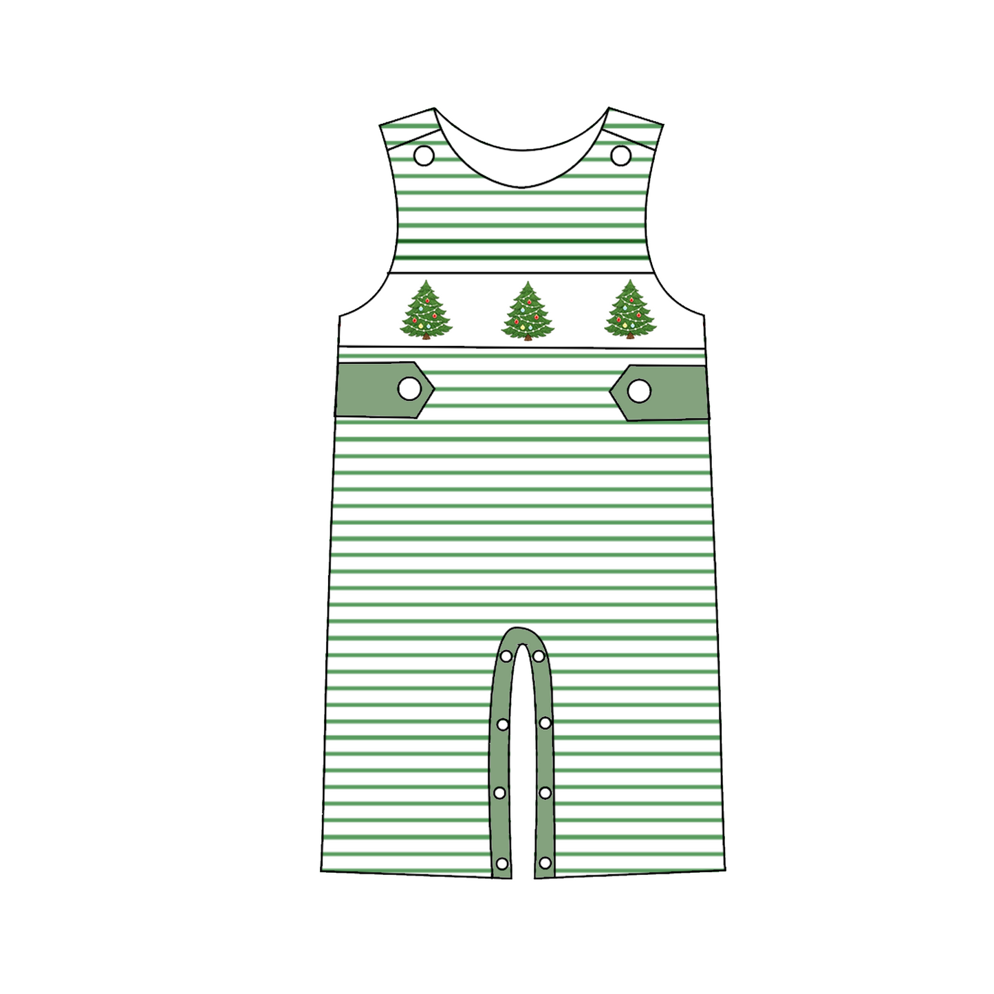 Christmas Tree Embroidered Sibling Matching Collection – Girls Dress, Romper & Two-Piece Sets, Boys Outfit & Sleeveless Romper