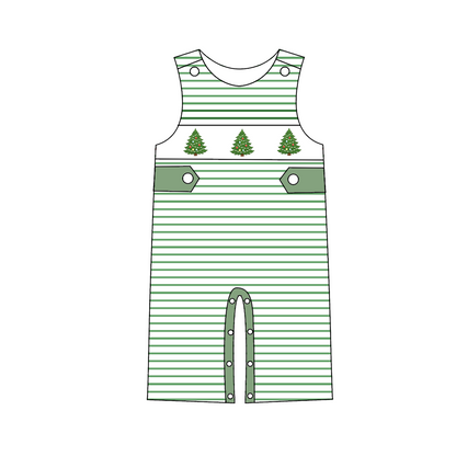 Christmas Tree Embroidered Sibling Matching Collection – Girls Dress, Romper & Two-Piece Sets, Boys Outfit & Sleeveless Romper