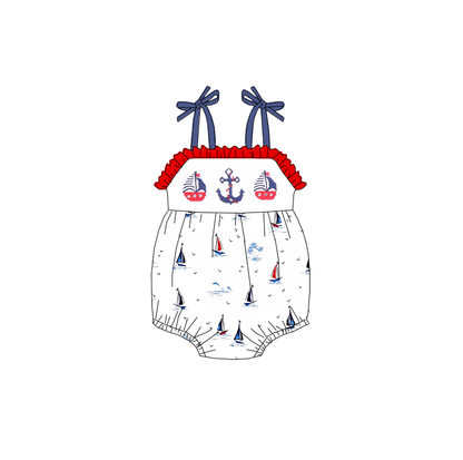 4th Of July Sibling Matching Red Blue Smocked Kids Clothes
