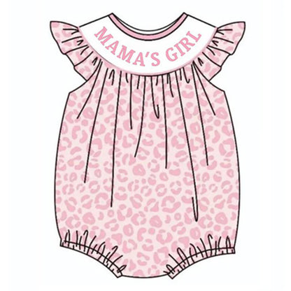 Girls Pink Leopard Strawberry Bow Embroidery Bubbles