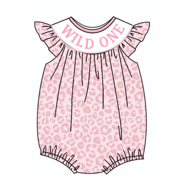 Baby Summer Pink Leopard "WILD ONE" Smocked Romper