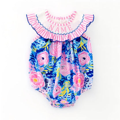 Sweet Blooms for Little Ones – Personalized Name Smocked Floral Set