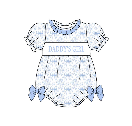 Father's Day Baby Kids "DADDY'S GIRL"Smocked Bubble Romper