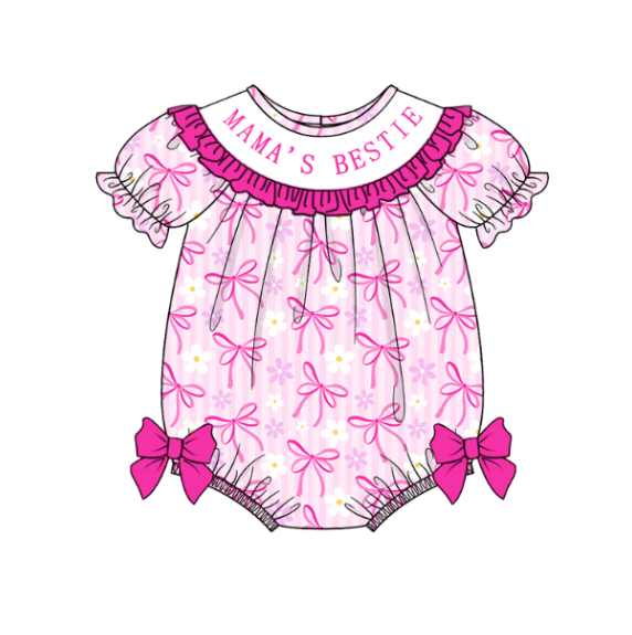 MAMA'S BESTIE Bow Custom Name Smocked Embroidered Collection