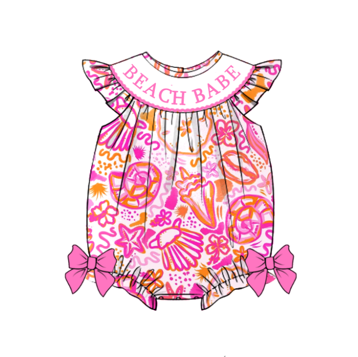 Summer Vibes Smocked Embroidery Collection – Girls Dress, Bubble Romper & Short Set