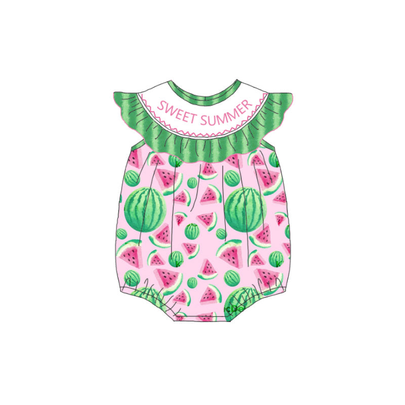 Summer Watermelon Embroidery Smock Dresses & Rompers