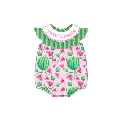 Summer Watermelon Embroidery Smock Dresses & Rompers