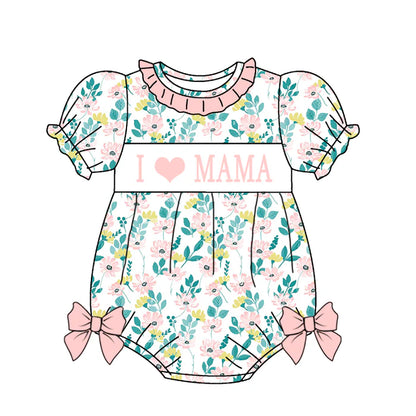 Mother's Day Summer Sibling Kids "I LOVE MAMA" Smocked Clothes