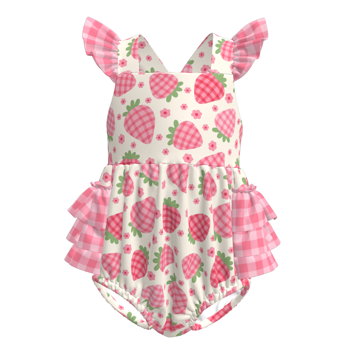 Baby Girls Fruit Summer Themed Print Bubbles Romper