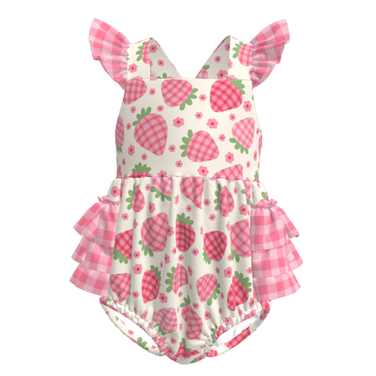 Baby Girls Fruit Summer Themed Print Bubbles Romper