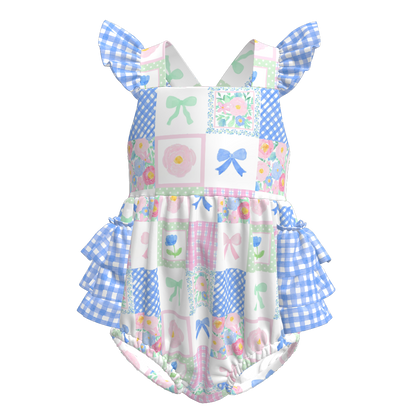 Baby Girls Fruit Summer Themed Print Bubbles Romper