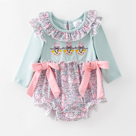 Baby Girls Halloween Spook-tacular Embroidered Pumpkin Romper
