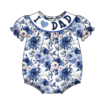 Girls Summer Sibling Kids "I LOVE DAD" Smocked Clothes