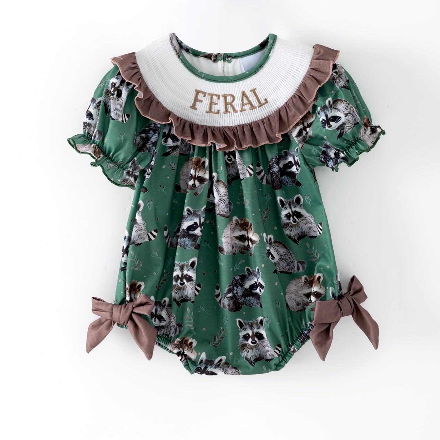 Sibling Summer Raccoon Print "FERAL"Embroidery Matching Clothes