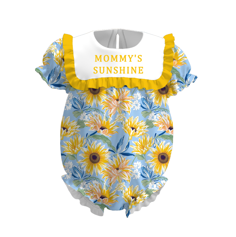 Girls Summer MOMMY'S SUNSHINE Embroidery Sunflower Dress Romper