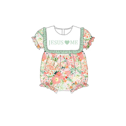 Kids Fall Sibling JESUS LOVE ME Embroidery Green Floral Plaid Clothes